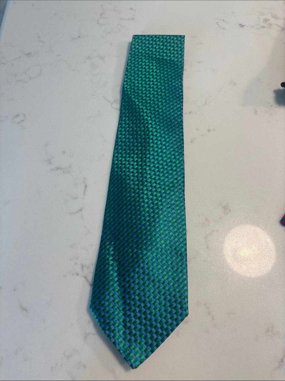 Charvet Teal and Emerald Woven Silk Tie